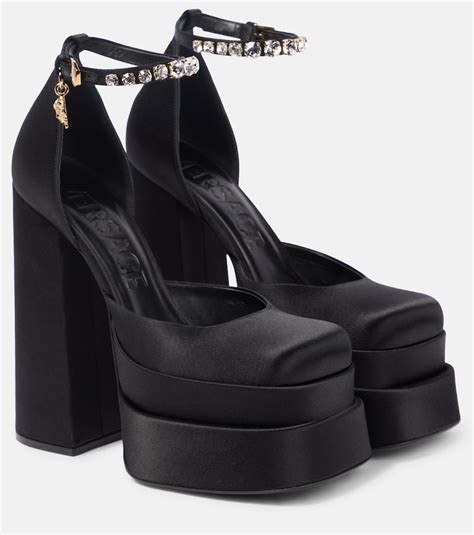 versace black herls|Versace heels price.